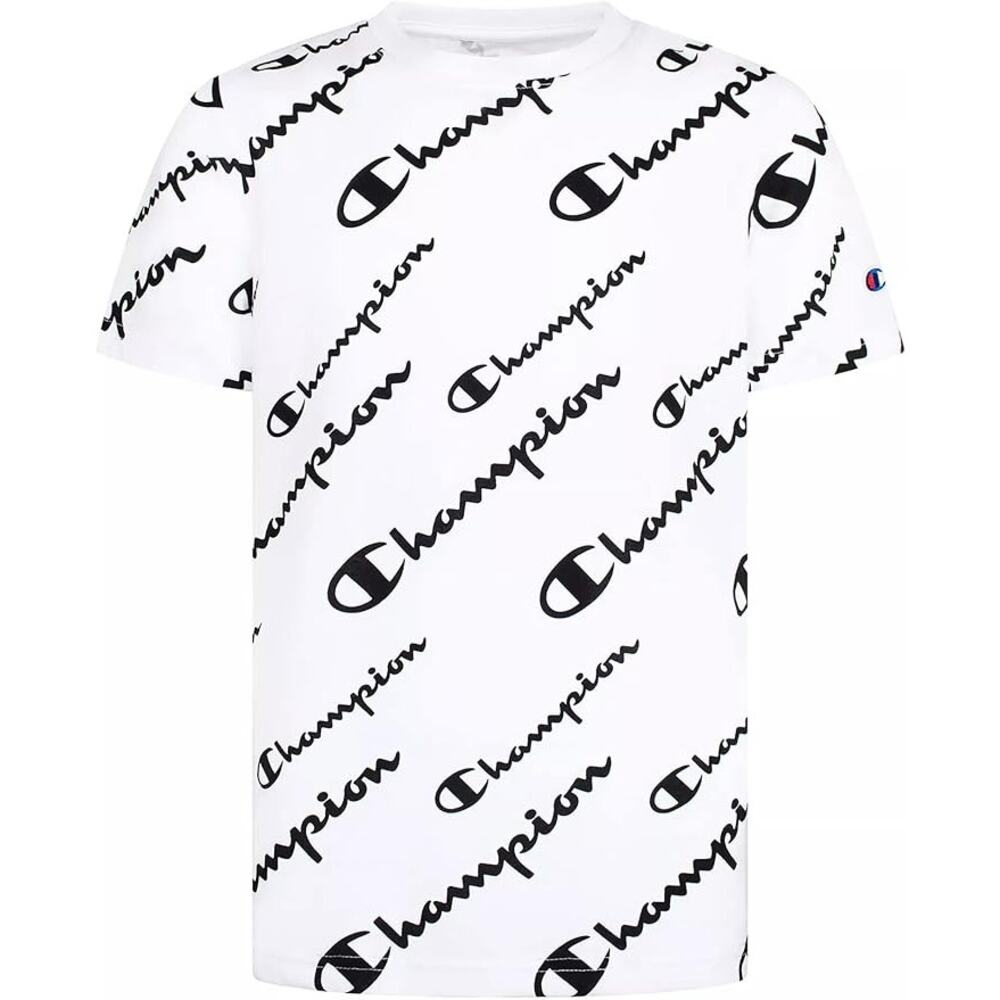 Champion Heritage Logo All Over  T-Shirt - White / Black Child Size 4